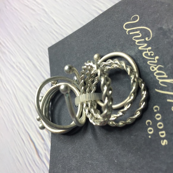 NWT Universal Thread 10 Piece Silver Tone Ring Set - Picture 7 of 7